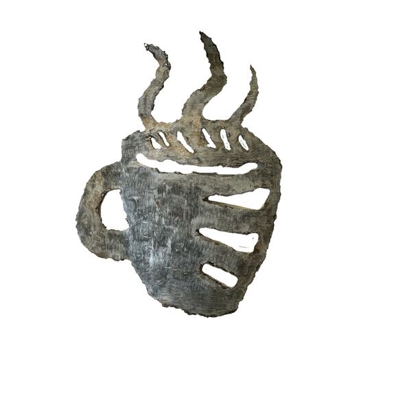 Large Metal Coffee Cup Wall Sculpture - Picture 3 of 3